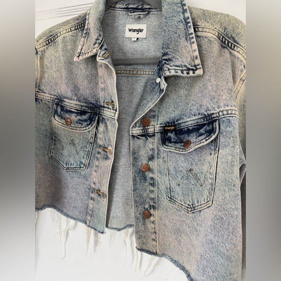 Wrangler rainbow acid wash denim jacket / cropped / small / button - Picture 2 of 7